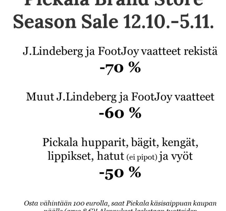 Pickala Brand Store Season Sale 12.10.-5.11.2023 – alennukset jopa – 70 %